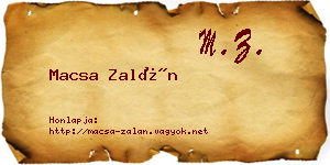 Macsa Zalán névjegykártya